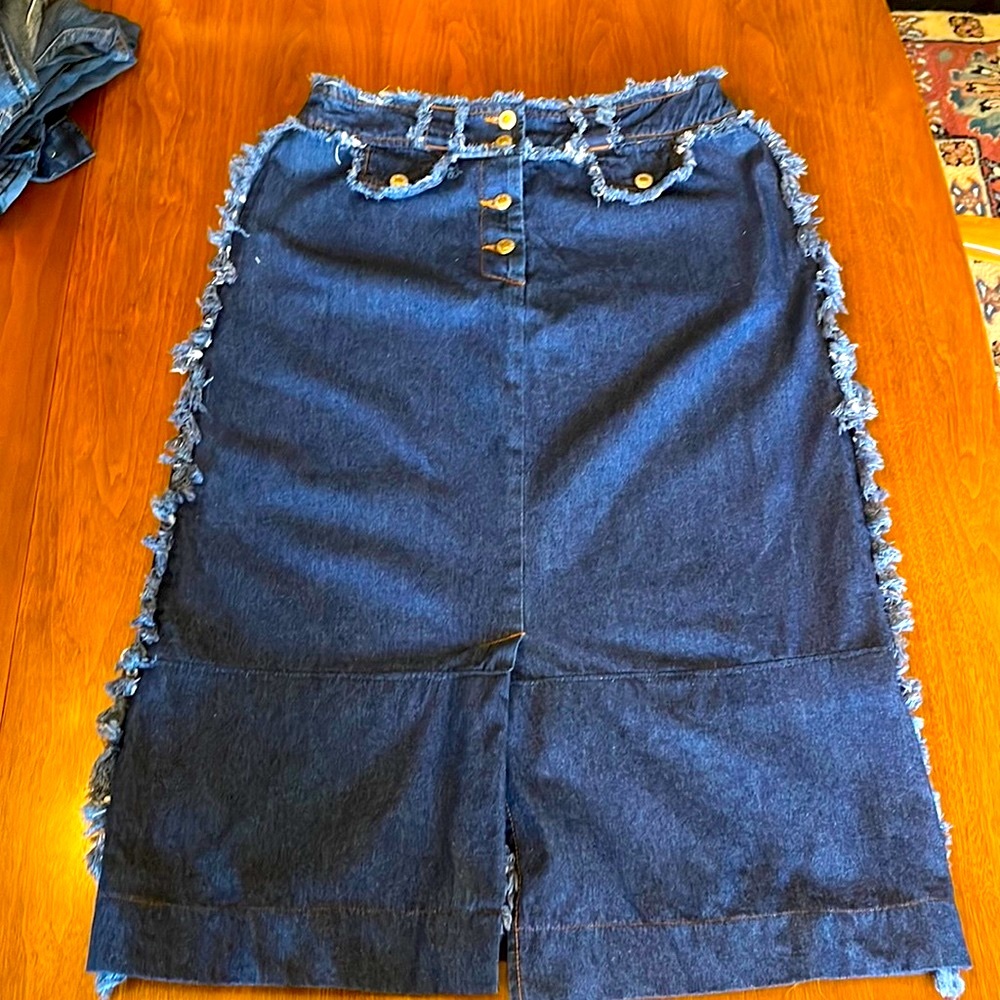 FRINGE Skirt jeans sz14 Vintage